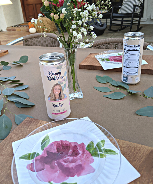 Customized flavored seltzer milestone birthday party favors. 
