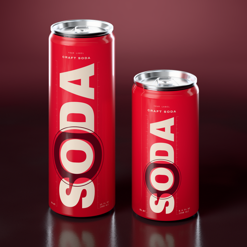 Craft Soda in 12 oz and 8.4 oz Sleek cans with silver lids, printed Direct-on-Metal
